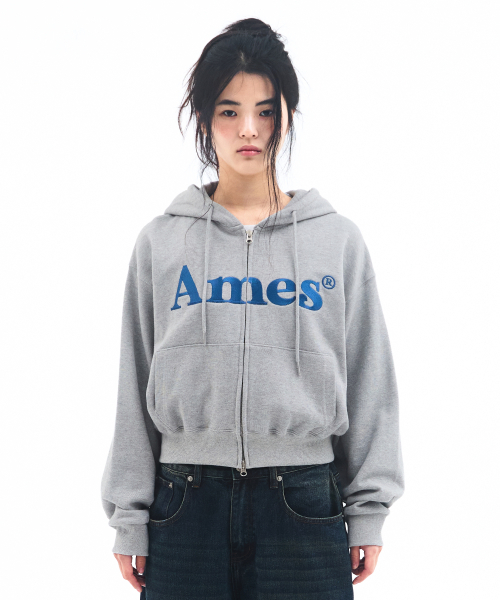 AMESWORLDWIDE（アメスワールドワイド）の「BASIC LOGO HOODIE ZIP UP GREY（パーカー・レディース・その他・LARGE/MEDIUM/SMALL）」の3枚目の写真