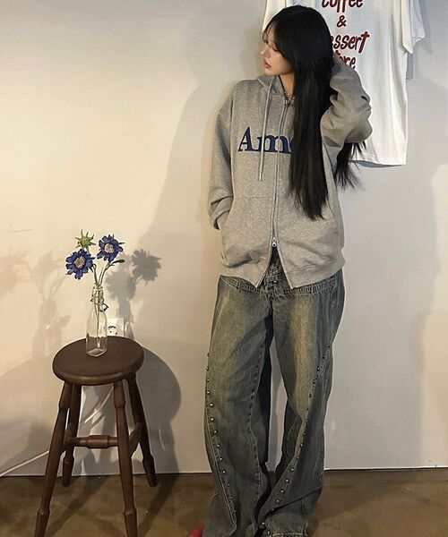 AMESWORLDWIDE(アメスワールドワイド)の「BASIC LOGO HOODIE ZIP UP GREY(パーカー・レディース・その他・LARGE/MEDIUM/SMALL)」の16枚目の写真