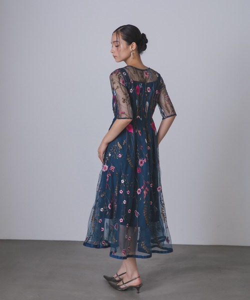 Rose of Sharon（ローズオブシャロン）の「花柄刺繍シアードレス（ドレス・レディース・ブラック/ブルーグレー/ピーコックグリーン系/チャコール/ピンク/ライトカーキ・M）」の5枚目の写真