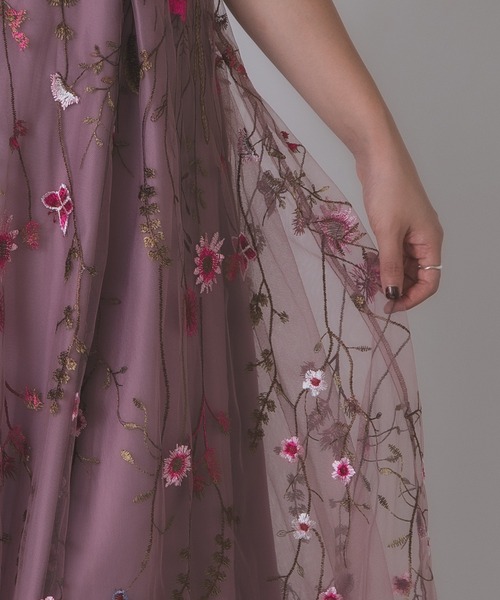 Rose of Sharon（ローズオブシャロン）の「花柄刺繍シアードレス（ドレス・レディース・ブラック/ブルーグレー/ピーコックグリーン系/チャコール/ピンク/ライトカーキ・M）」の12枚目の写真