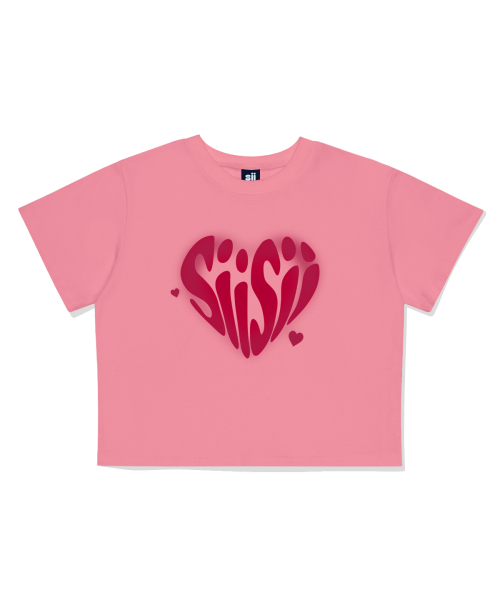 PAGESIISII(ページシシ)の「シシハートプリンティングクロップ半袖Tシャツピンク(Tシャツ/カットソー・レディース・その他・FREE)」の1枚目の写真