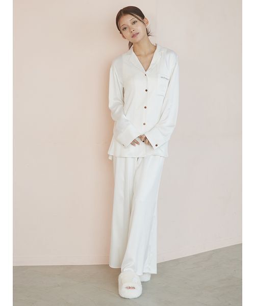 セール】裏起毛サテンロングパンツ（ルームウェア/パジャマ）｜gelato