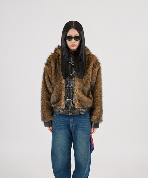 FTW(エフティダブリュー)の「【UNISEX】LEATHER POINT FUR BLOUSON(ブルゾン・レディース・ブラウン・LARGE/MEDIUM/SMALL)」の11枚目の写真