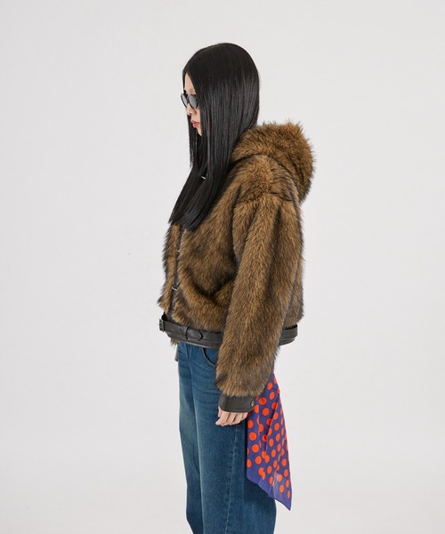 FTW(エフティダブリュー)の「【UNISEX】LEATHER POINT FUR BLOUSON(ブルゾン・レディース・ブラウン・LARGE/MEDIUM/SMALL)」の12枚目の写真