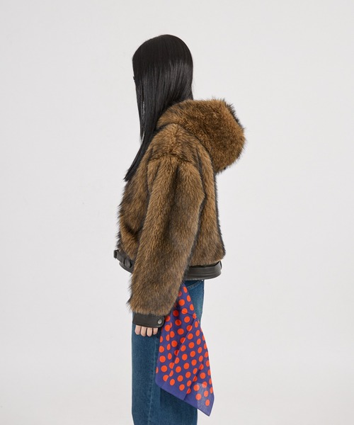 FTW(エフティダブリュー)の「【UNISEX】LEATHER POINT FUR BLOUSON(ブルゾン・レディース・ブラウン・LARGE/MEDIUM/SMALL)」の13枚目の写真