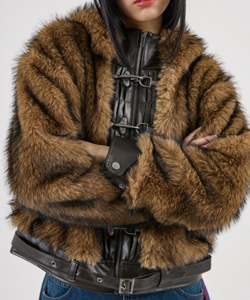 FTW(エフティダブリュー)の「【UNISEX】LEATHER POINT FUR BLOUSON(ブルゾン・レディース・ブラウン・LARGE/MEDIUM/SMALL)」の18枚目の写真