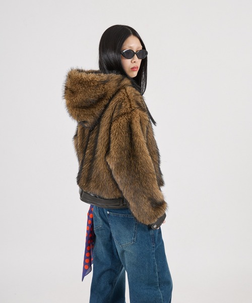 FTW(エフティダブリュー)の「【UNISEX】LEATHER POINT FUR BLOUSON(ブルゾン・レディース・ブラウン・LARGE/MEDIUM/SMALL)」の15枚目の写真