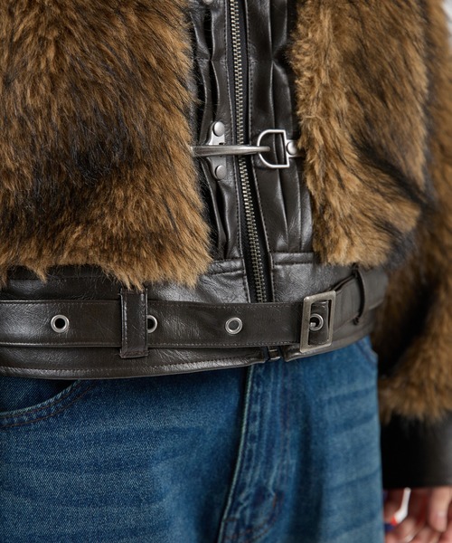 FTW(エフティダブリュー)の「【UNISEX】LEATHER POINT FUR BLOUSON(ブルゾン・レディース・ブラウン・LARGE/MEDIUM/SMALL)」の21枚目の写真