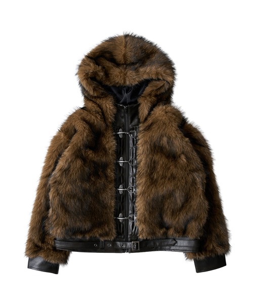 FTW(エフティダブリュー)の「【UNISEX】LEATHER POINT FUR BLOUSON(ブルゾン・レディース・ブラウン・LARGE/MEDIUM/SMALL)」の3枚目の写真