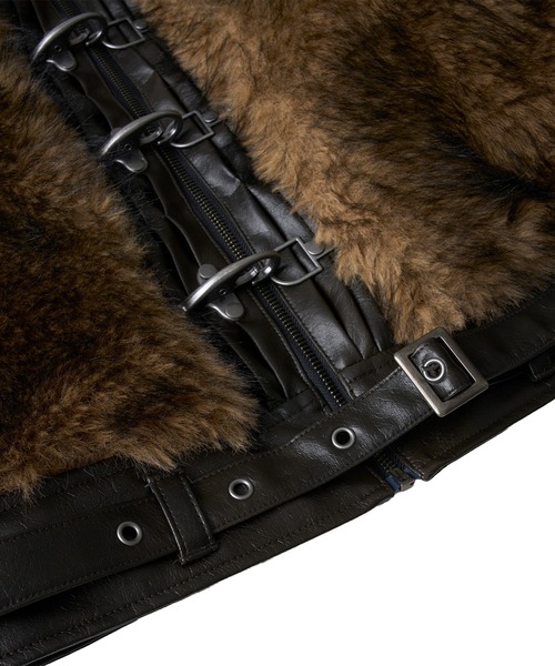 FTW(エフティダブリュー)の「【UNISEX】LEATHER POINT FUR BLOUSON(ブルゾン・レディース・ブラウン・LARGE/MEDIUM/SMALL)」の6枚目の写真