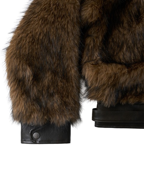 FTW(エフティダブリュー)の「【UNISEX】LEATHER POINT FUR BLOUSON(ブルゾン・レディース・ブラウン・LARGE/MEDIUM/SMALL)」の7枚目の写真