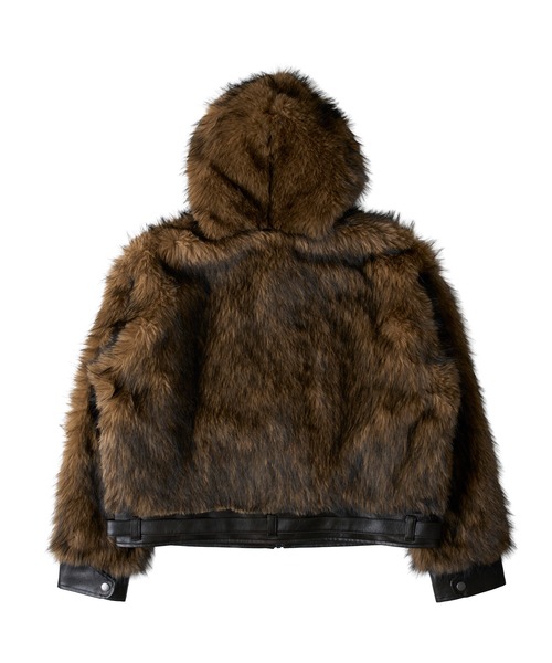 FTW(エフティダブリュー)の「【UNISEX】LEATHER POINT FUR BLOUSON(ブルゾン・レディース・ブラウン・LARGE/MEDIUM/SMALL)」の4枚目の写真