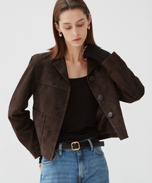 Italian suede Three Button JK_Dark Brown