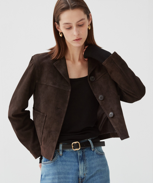 VERDEMAR(ベルデマール)の「Italian suede Three Button JK_Dark Brown(ライダースジャケット・レディース・その他・SMALL/MEDIUM)」の1枚目の写真