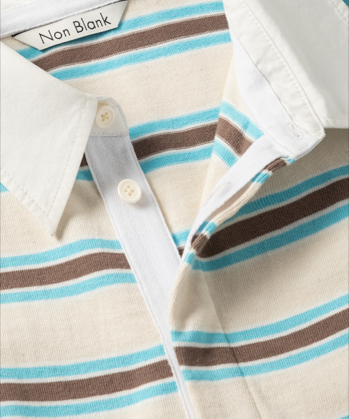 NONBLANK(ノンブランク)の「ストライプラグビーTシャツ_BEIGE(ポロシャツ・メンズ・ベージュ・MEDIUM/LARGE/X-LARGE)」の19枚目の写真