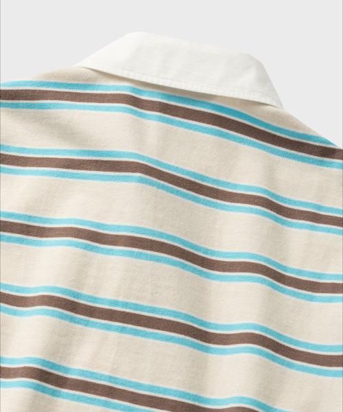 NONBLANK(ノンブランク)の「ストライプラグビーTシャツ_BEIGE(ポロシャツ・メンズ・ベージュ・MEDIUM/LARGE/X-LARGE)」の21枚目の写真