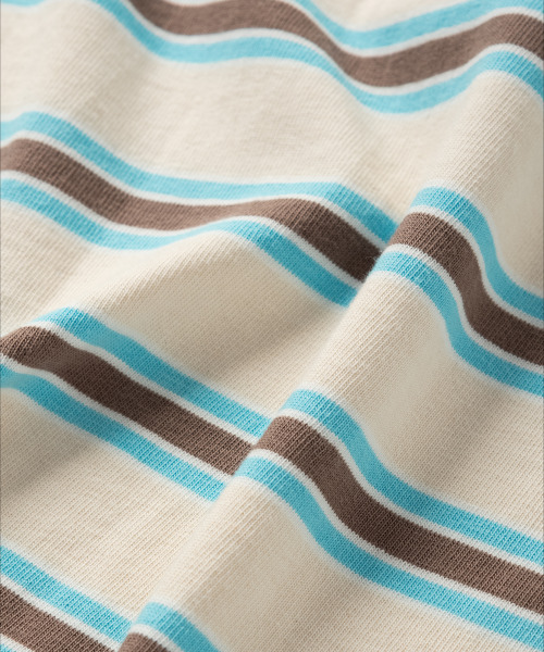 NONBLANK(ノンブランク)の「ストライプラグビーTシャツ_BEIGE(ポロシャツ・メンズ・ベージュ・MEDIUM/LARGE/X-LARGE)」の10枚目の写真
