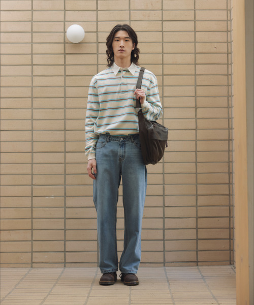 NONBLANK(ノンブランク)の「ストライプラグビーTシャツ_BEIGE(ポロシャツ・メンズ・ベージュ・MEDIUM/LARGE/X-LARGE)」の13枚目の写真