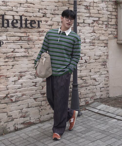 NONBLANK(ノンブランク)の「ストライプラグビーTシャツ_BEIGE(ポロシャツ・メンズ・ベージュ・MEDIUM/LARGE/X-LARGE)」の2枚目の写真