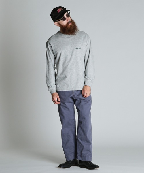 Schott（ショット）の「Schott/ショット/LS CIRCLE LOGO T-SHIRT/サークルロゴ ロンT（Tシャツ/カットソー・メンズ・グレー/ホワイト/ブラック・2XL/XL/L/M）」の10枚目の写真