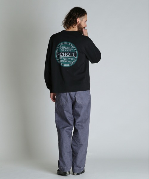 Schott（ショット）の「Schott/ショット/LS CIRCLE LOGO T-SHIRT/サークルロゴ ロンT（Tシャツ/カットソー・メンズ・グレー/ホワイト/ブラック・2XL/XL/L/M）」の7枚目の写真