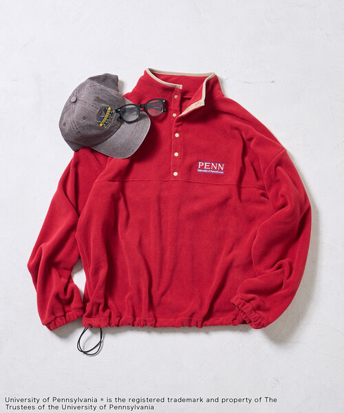 セール】カレッジロゴ フリース スナッププルオーバー/アノラック