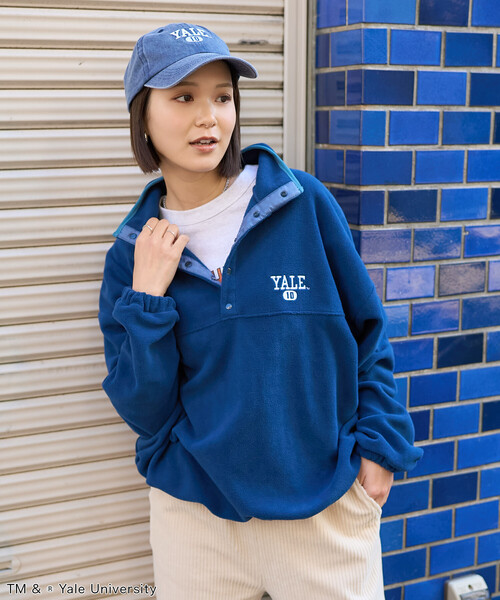 セール】カレッジロゴ フリース スナッププルオーバー/アノラック