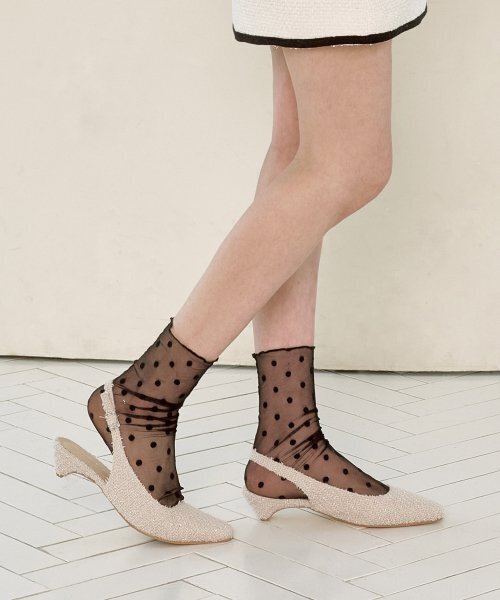 SHOEHI(シューハイ)の「セレナグリッターツイードローヒール H3012 (5カラー)(サンダル・レディース・スカイブルー/ブラック/ラベンダー/Beige/LIME・22.5cm/23cm/23.5cm/24cm/24.5cm/25cm)」の6枚目の写真