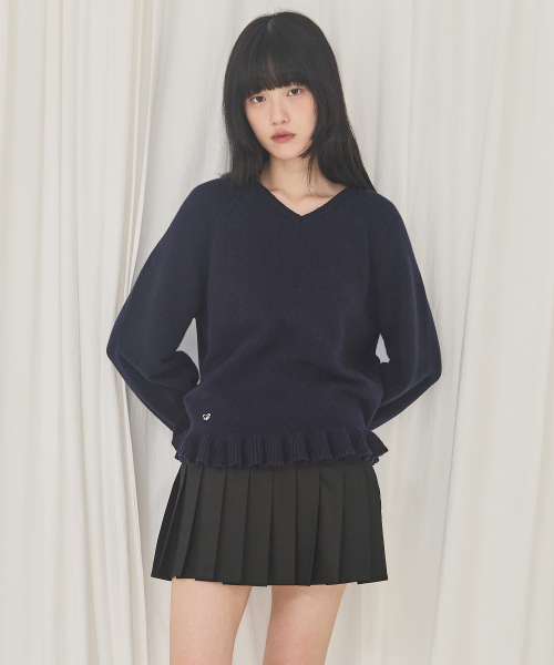 ALKI ALKA(アルキアルカ)の「V-Neck Frill Knit (Navy)(ニット/セーター・レディース・その他・Navy)」の6枚目の写真