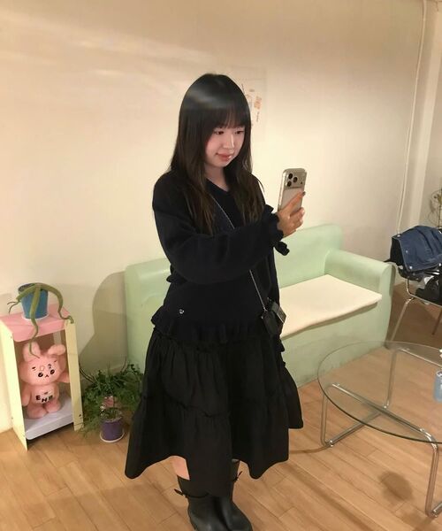 ALKI ALKA(アルキアルカ)の「V-Neck Frill Knit (Navy)(ニット/セーター・レディース・その他・Navy)」の4枚目の写真