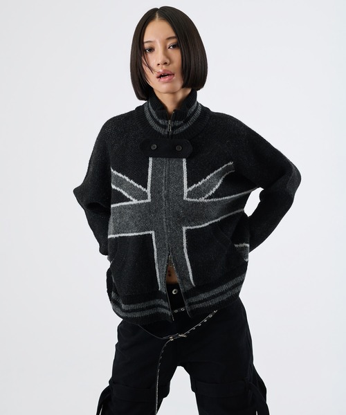 FTW(エフティダブリュー)の「UK MOTIF ZIPUP KNIT(カーディガン/ボレロ・レディース・ブラック/ベージュ・MEDIUM/LARGE/SMALL)」の19枚目の写真