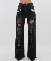 CHEAPCHIC（チップシック）の「Damaged Washed Denim Pants Black（デニムパンツ）」