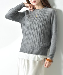 INTERPLANET | 前身頃ケーブルラグランプルオーバー(ニット/セーター)