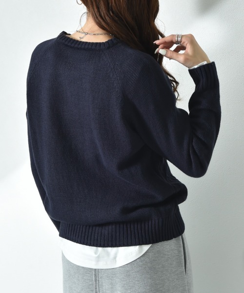 INTERPLANET（インタープラネット）の「前身頃ケーブルラグランプルオーバー（ニット/セーター・レディース・ネイビー/グレー/ブルー・MEDIUM/LARGE）」の11枚目の写真