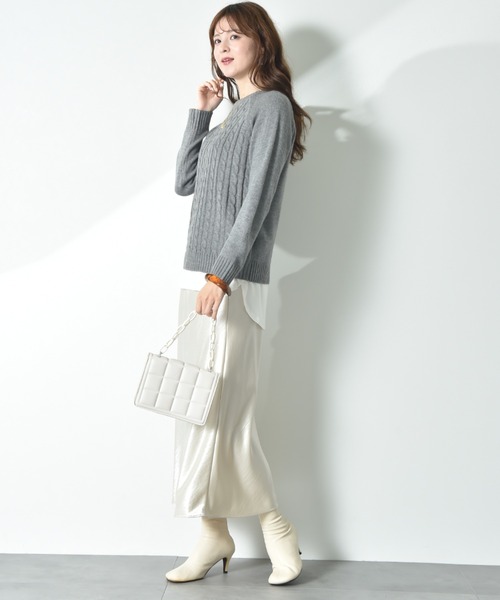 INTERPLANET（インタープラネット）の「前身頃ケーブルラグランプルオーバー（ニット/セーター・レディース・ネイビー/グレー/ブルー・MEDIUM/LARGE）」の18枚目の写真