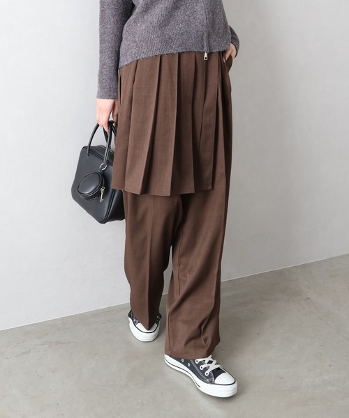 Libby&Rose(リビーアンドローズ)の「ラッププリーツスカート付パンツ(その他パンツ・レディース・ブラウン/チャコールグレー・FREE)」の1枚目の写真
