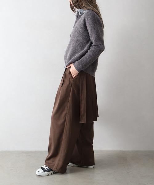 Libby&Rose(リビーアンドローズ)の「ラッププリーツスカート付パンツ(その他パンツ・レディース・ブラウン/チャコールグレー・FREE)」の7枚目の写真