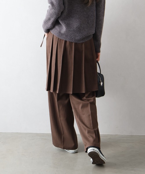 Libby&Rose(リビーアンドローズ)の「ラッププリーツスカート付パンツ(その他パンツ・レディース・ブラウン/チャコールグレー・FREE)」の8枚目の写真
