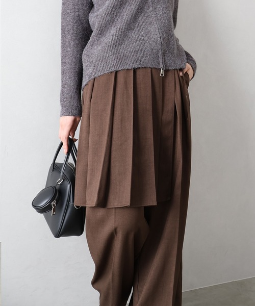 Libby&Rose(リビーアンドローズ)の「ラッププリーツスカート付パンツ(その他パンツ・レディース・ブラウン/チャコールグレー・FREE)」の9枚目の写真