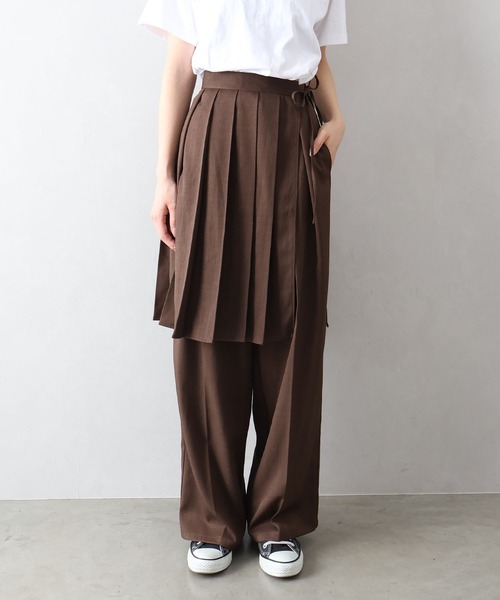 Libby&Rose(リビーアンドローズ)の「ラッププリーツスカート付パンツ(その他パンツ・レディース・ブラウン/チャコールグレー・FREE)」の10枚目の写真
