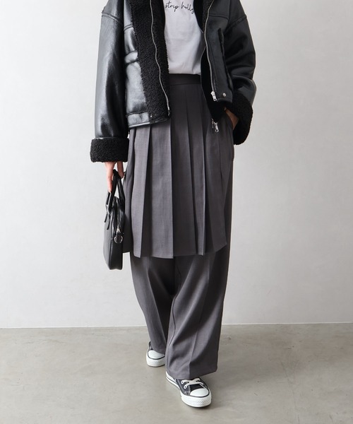 Libby&Rose(リビーアンドローズ)の「ラッププリーツスカート付パンツ(その他パンツ・レディース・ブラウン/チャコールグレー・FREE)」の17枚目の写真