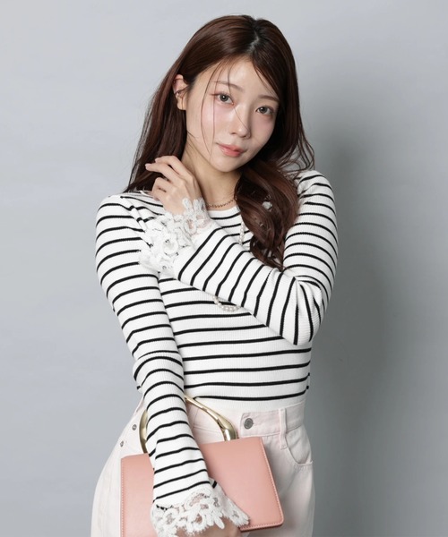 袖フレアレースニット（ニット/セーター）｜Apuweiser-riche