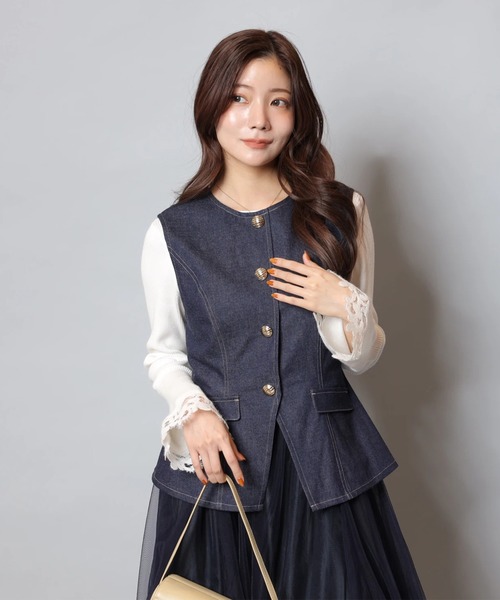 Apuweiser-riche(アプワイザーリッシェ)の「袖フレアレースニット(ニット/セーター・レディース・ホワイト/ライトブルー/ブラック系その他/ブラック/コーラルピンク・2)」の13枚目の写真