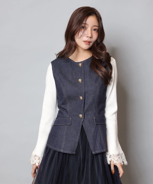 Apuweiser-riche(アプワイザーリッシェ)の「袖フレアレースニット(ニット/セーター・レディース・ホワイト/ライトブルー/ブラック系その他/ブラック/コーラルピンク・2)」の14枚目の写真