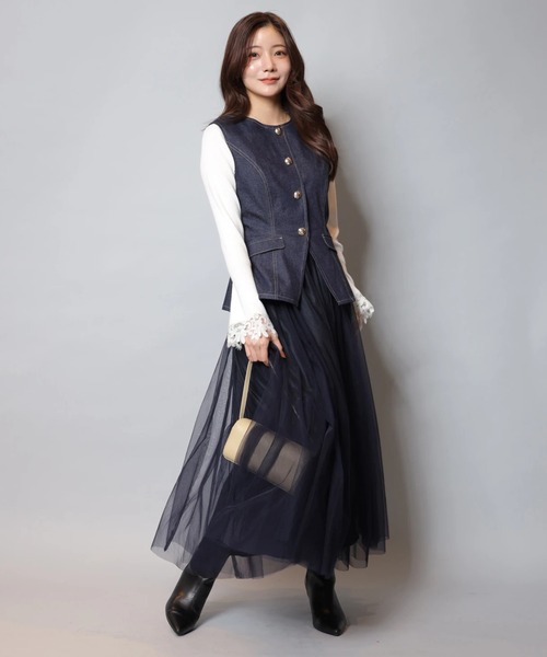 Apuweiser-riche(アプワイザーリッシェ)の「袖フレアレースニット(ニット/セーター・レディース・ホワイト/ライトブルー/ブラック系その他/ブラック/コーラルピンク・2)」の17枚目の写真