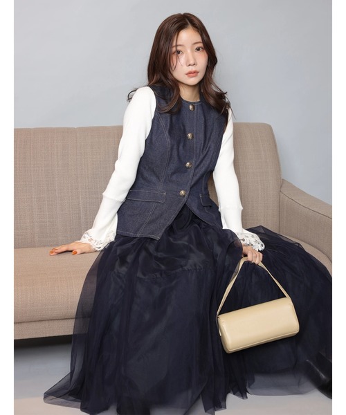 Apuweiser-riche(アプワイザーリッシェ)の「袖フレアレースニット(ニット/セーター・レディース・ホワイト/ライトブルー/ブラック系その他/ブラック/コーラルピンク・2)」の20枚目の写真