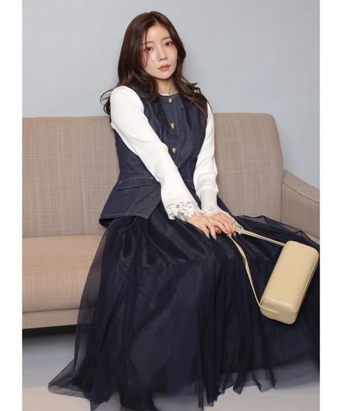 Apuweiser-riche(アプワイザーリッシェ)の「袖フレアレースニット(ニット/セーター・レディース・ホワイト/ライトブルー/ブラック系その他/ブラック/コーラルピンク・2)」の22枚目の写真