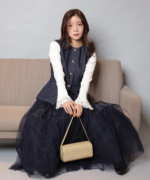 Apuweiser-riche（アプワイザーリッシェ）の「袖フレアレースニット（ニット/セーター・レディース・ライトブルー/ホワイト/ブラック/ブラック系その他/コーラルピンク・2）」の22枚目の写真