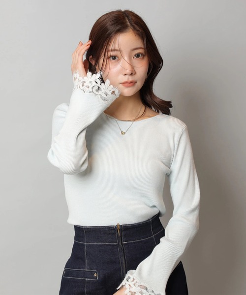 袖フレアレースニット（ニット/セーター）｜Apuweiser-riche