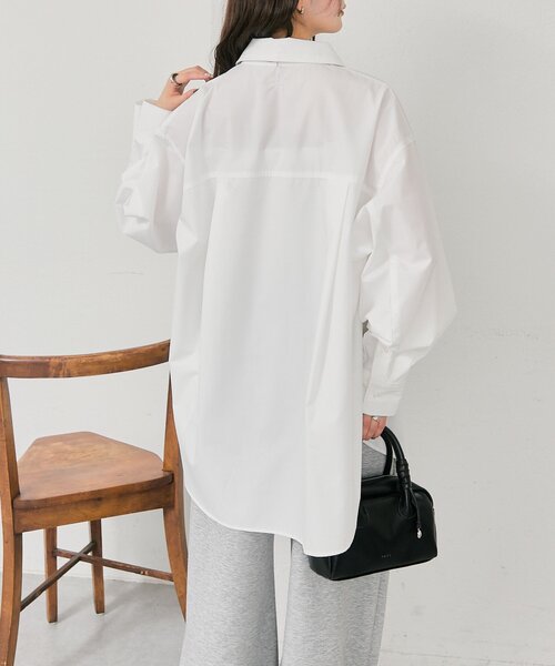 mystic（ミスティック）の「ボタンレイヤードBIGシャツ（シャツ/ブラウス・レディース・オフホワイト/ブルー/ピンク/ブラウン・FREE）」の12枚目の写真